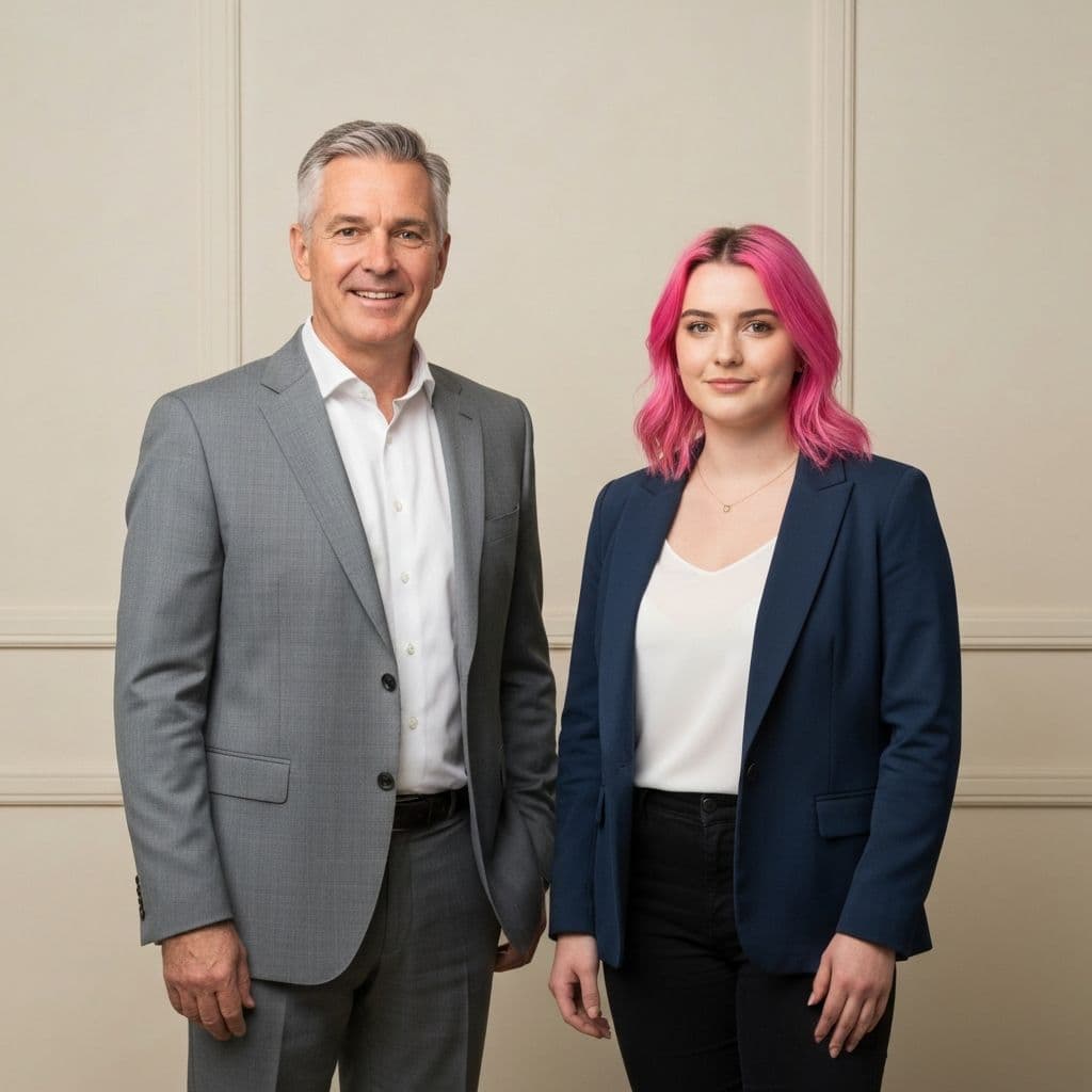 Happy family with professional MoveSafe movers in blue uniforms loading their belongings
